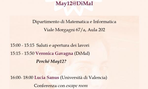 Il DiMaI celebra la giornata internazionale delle donne in matematica - lunedì 15 maggio 2023 in aula 202