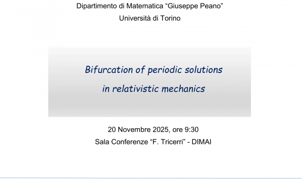 Bifurcation of periodic solutions in relativistic mechanics.